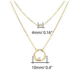 FANCIME Diamond and Circle Layered 14K Yellow Gold Necklace Size