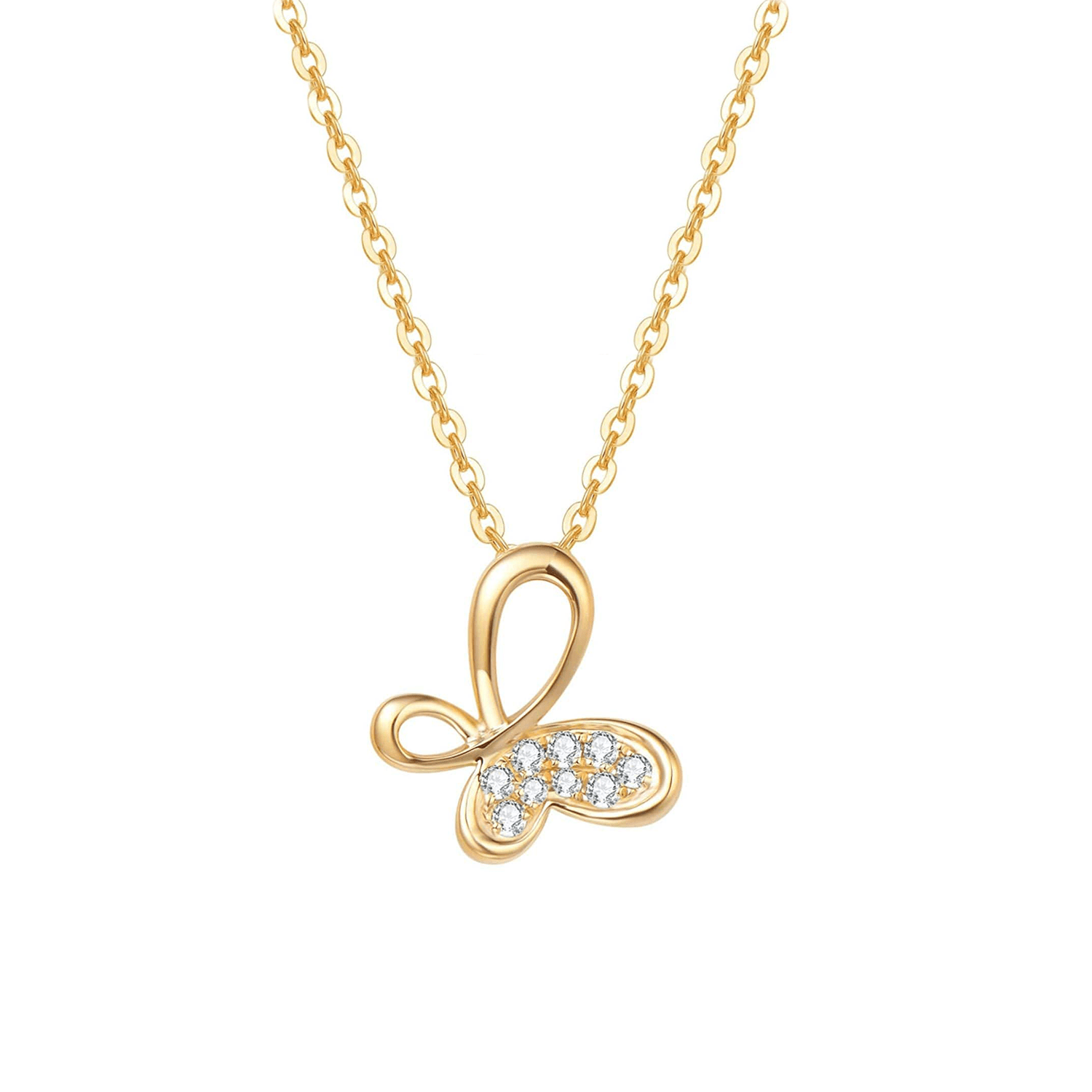 FANCIME "Valerie" Infinity Butterfly 18K Yellow Gold Necklace Main