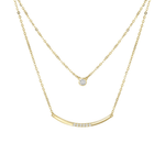 FANCIME Double Chain Minimalist Diamond 14k Yellow Gold Necklace Main