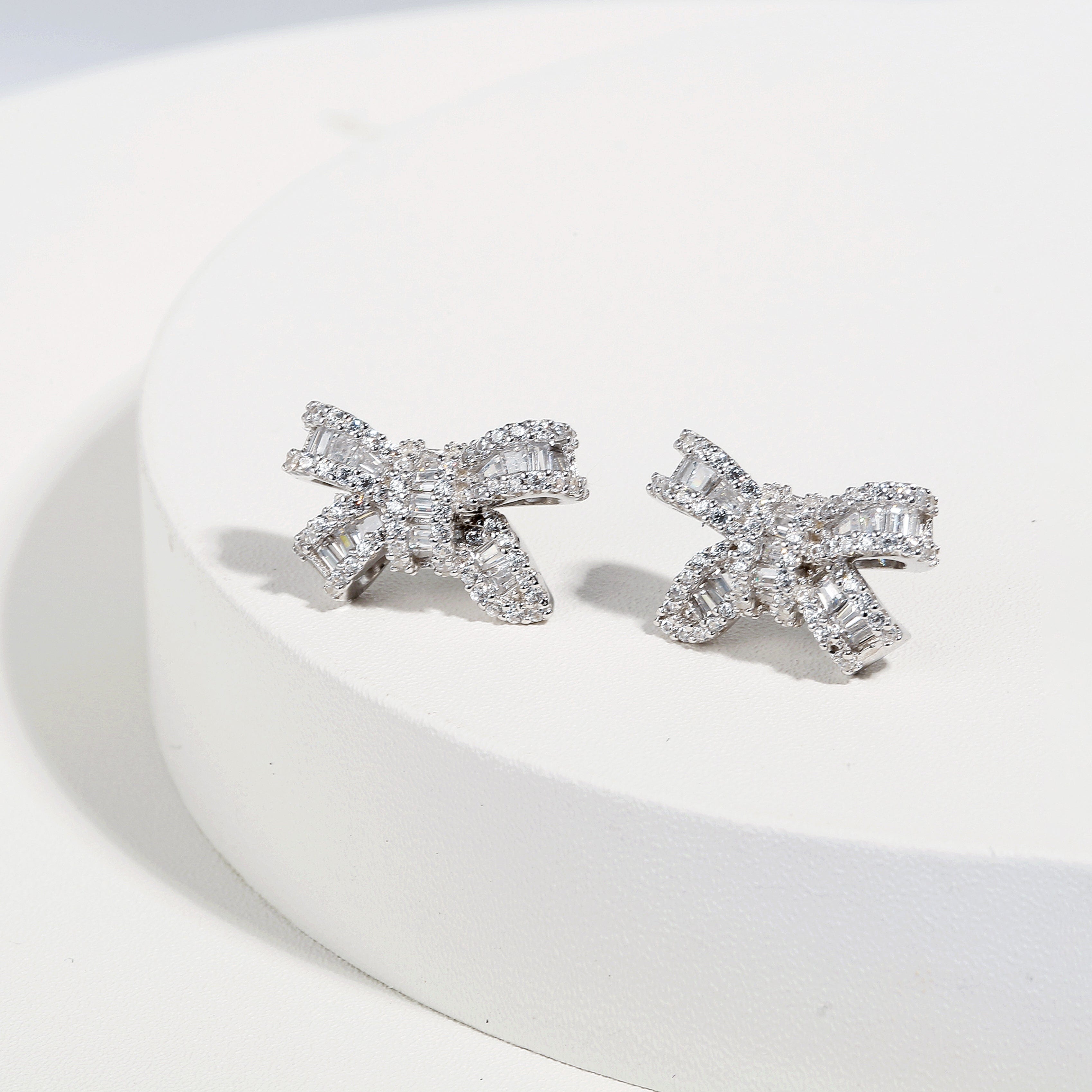 FANCIME "Honey Doll" Bow Tie Sterling Silver Stud Earrings Show