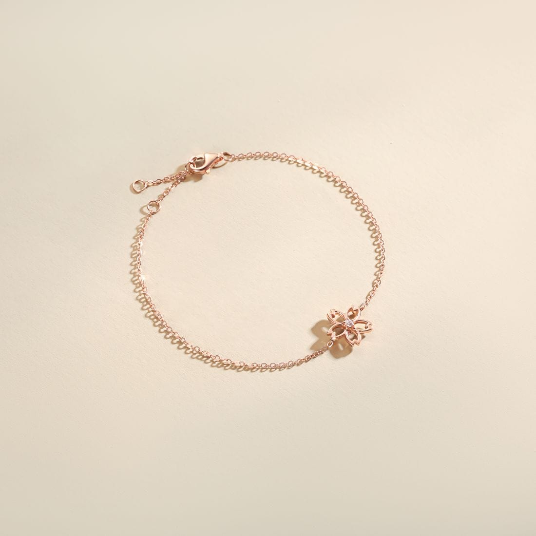 FANCIME "Lia" Cherry Blossom Flower 14K Rose Gold Bracelet Show