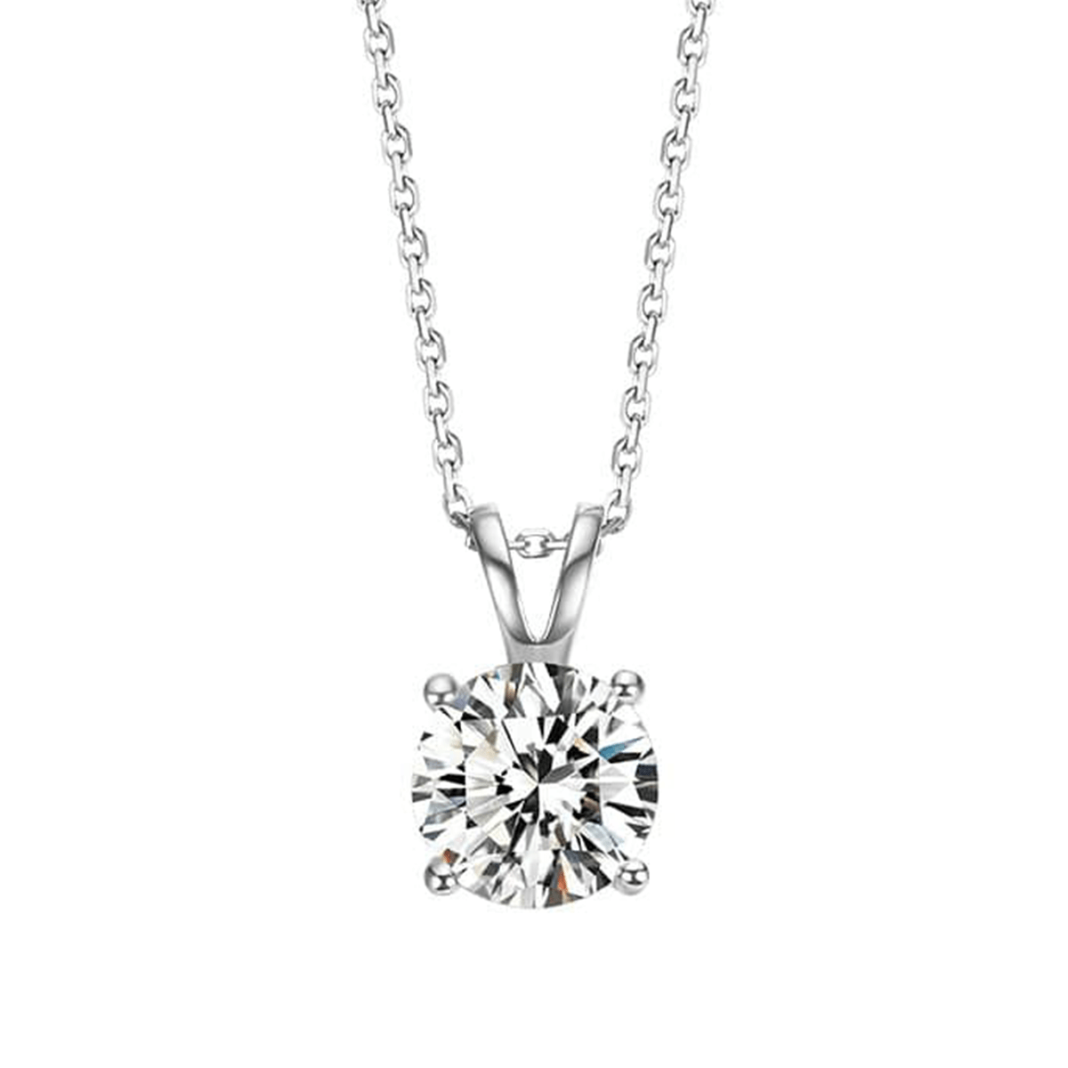 FANCIME Classic Round Pendant 14K White Gold Necklace Main