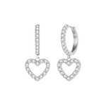 FANCIME "Estella" Diamond Heart Dangling 14K Gold Hoops Main
