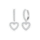 FANCIME "Estella" Diamond Heart Dangling 14K Gold Hoops Main