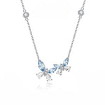 FANCIME "Butterfly Love" Sterling Silver Cut CZ Stones Butterfly Necklace Blue Main