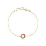 FANCIME "Rainbow Flower" colored sapphires 14k yellow gold Bracelet Main