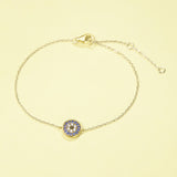 FANCIME Blue Evil Eye 14k Solid Yellow Gold Bracelet Full