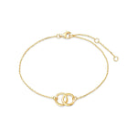 FANCIME Two Circle Friendship 14k Solid Yellow Gold Bracelet Main