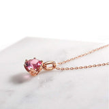 FANCIME Solitaire Dainty 14K Rose Gold Necklace Side