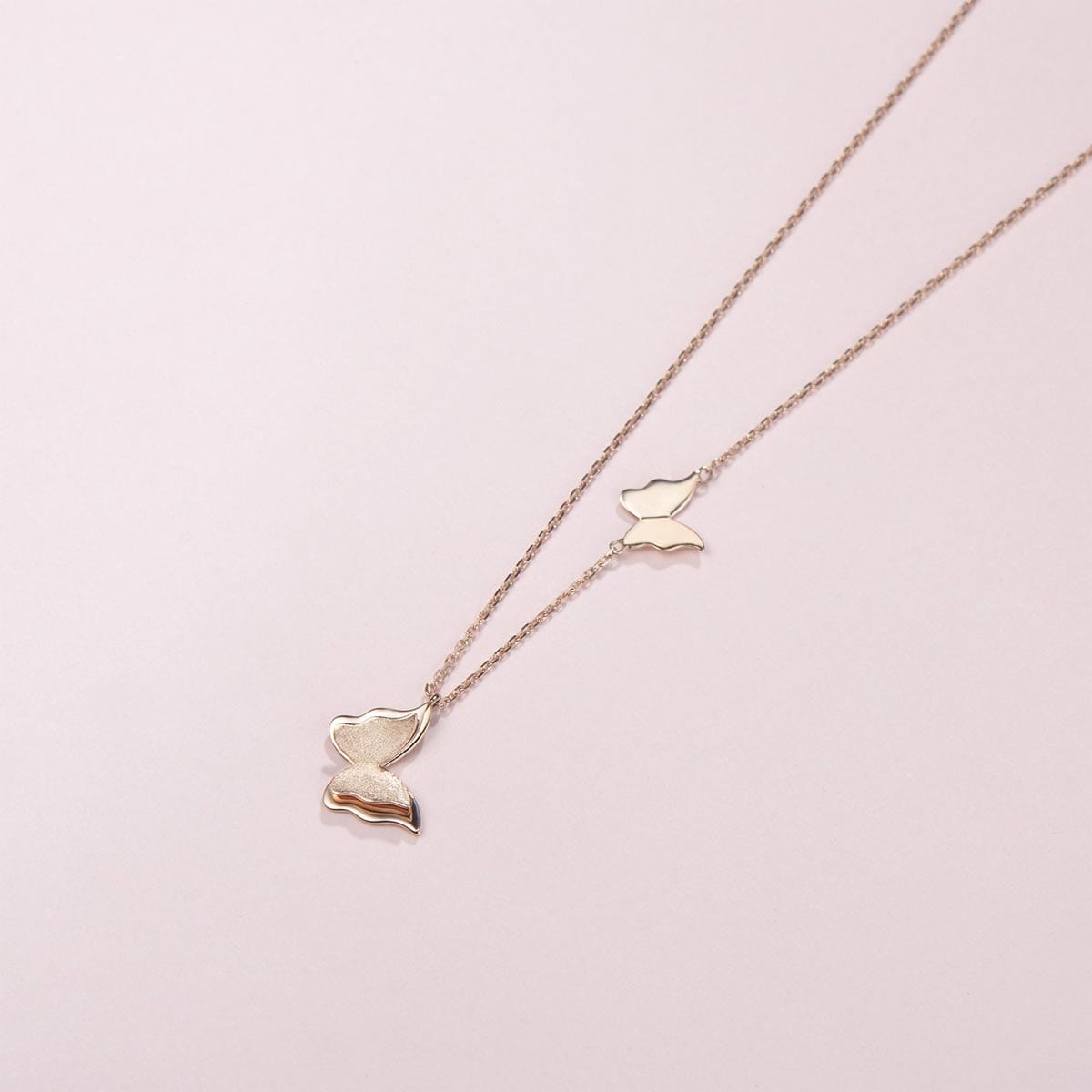 FANCIME "Twinkling Kiss" Butterfly 14K Rose Gold Necklace Full2
