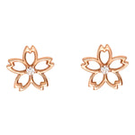 FANCIME "Lia" Diamond Cherry Blossom 14K Rose Gold Studs Main