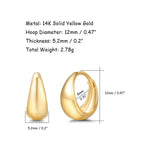 12mm mini huggie earring hoops in yellow gold