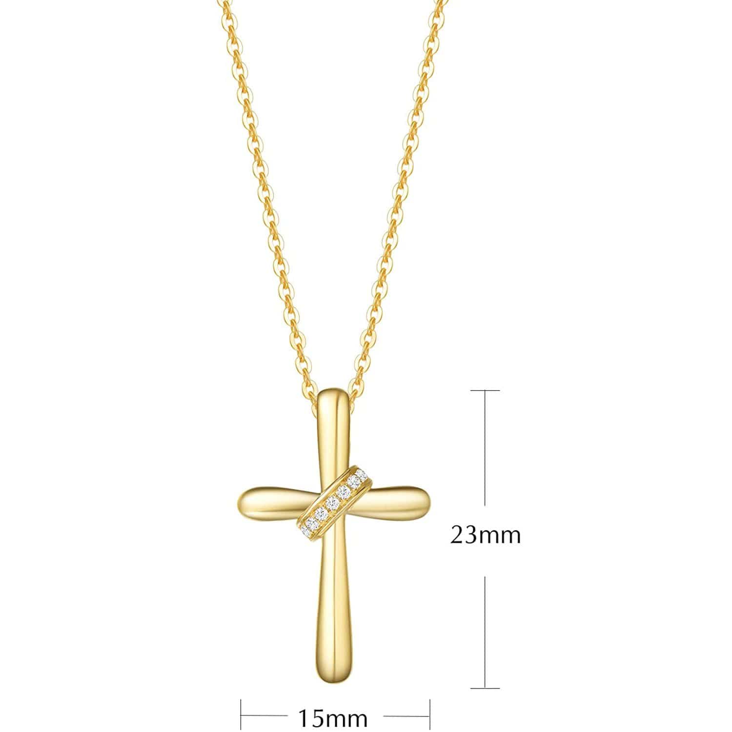 FANCIME Puffy Cross 9kt Yellow Gold Necklace Size