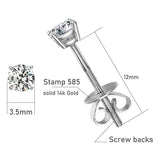 FANCIME Round Diamond 14k White Gold Stud Earrings Size
