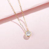 FANCIME Moissanite Bezel Set Solitaire 14K White Gold Necklace Detail