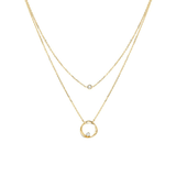 FANCIME Diamond and Circle Layered 14K Yellow Gold Necklace Main