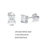 FANCIME Princess Cut Moissanite 14k White Gold Stud Earrings Size