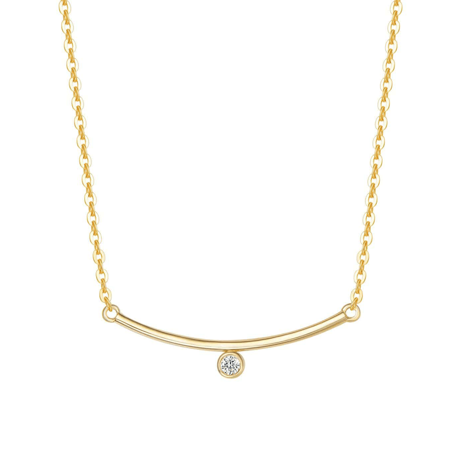 Fanci "Diamond Under Silver Lining" 14K Solid Yellow Gold Necklace  Main