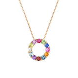 FANCIME "Magic Circle" Multi Colored Gemstone 14K Yellow Gold Necklace Main