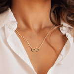 FANCIME "Ever Eternal" Shiny Infinity Symbol 14K Solid Gold Necklace Yellow Gold Show