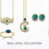 Natural Blue Fire Opal Dreamy Moon And Kitten Cat 18K Solid Yellow Gold Diamond Pendant Necklace - FANCI ME