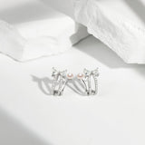 FANCIME "Sweet Pea" Bowtie Pearls Sterling Silver Earrings Show
