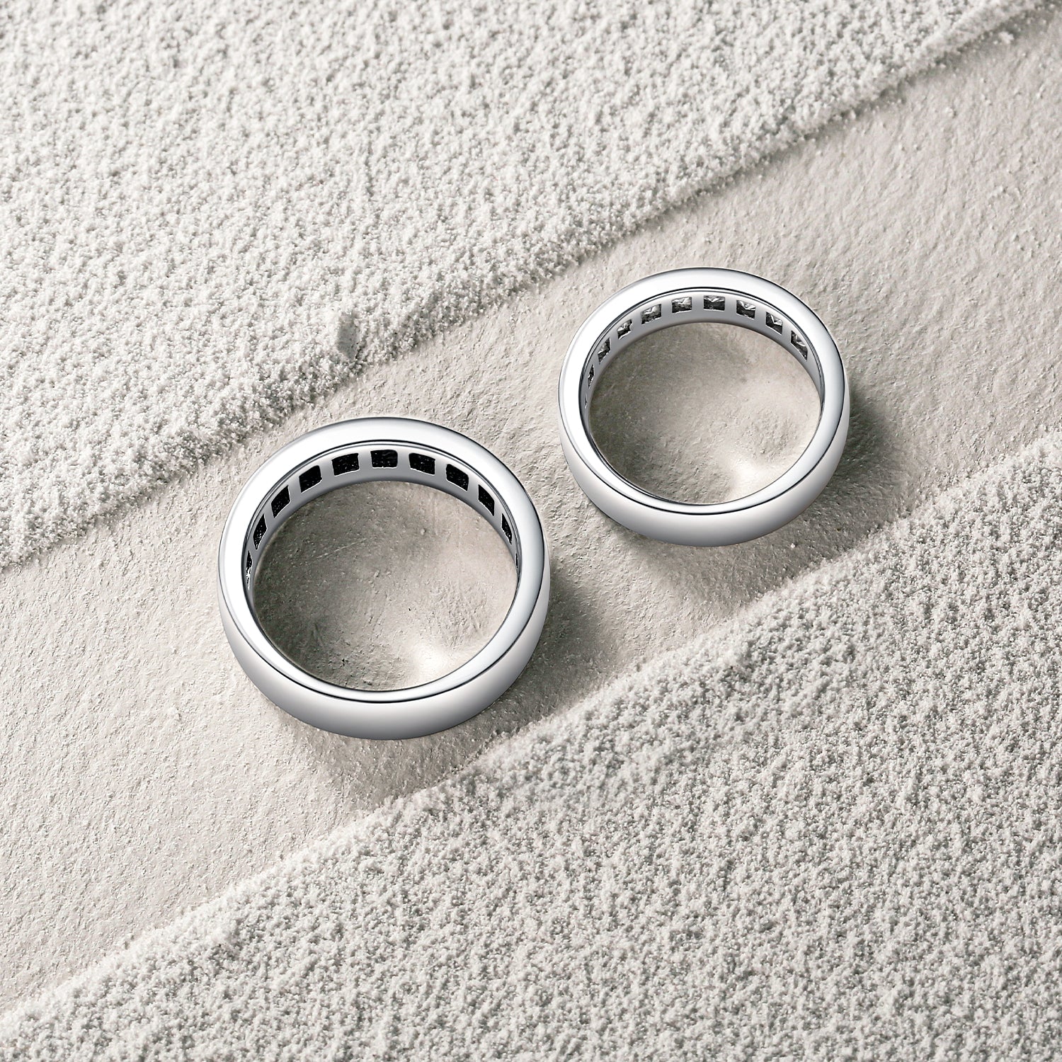 FANCIME "Roman Time" Couples Promise Sterling Silver Rings Back Show