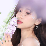 「紫藤花簇」純銀花朵圈圈垂墜耳環
