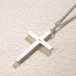 FANCIME Beveled Edge Cross Sterling Silver Necklace Back