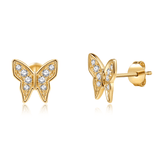FANCIME "Juliet" Diamond Butterfly 14K Solid Yellow Gold Studs Main