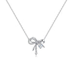 FANCIME "Satin Bow" Bow Pink CZ Sterling Silver Necklace White Main