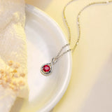 FANCIME "Birthstone" July Gemstone Forever Sterling Silver Nacklace Full