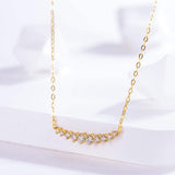 FANCIME "Mademoiselle White" Bar Smile 14K Yellow Gold Necklace Detail3