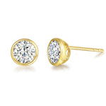 FANCIME Moissanite Bezel Set 14K Yellow Gold Stud Earrings Main