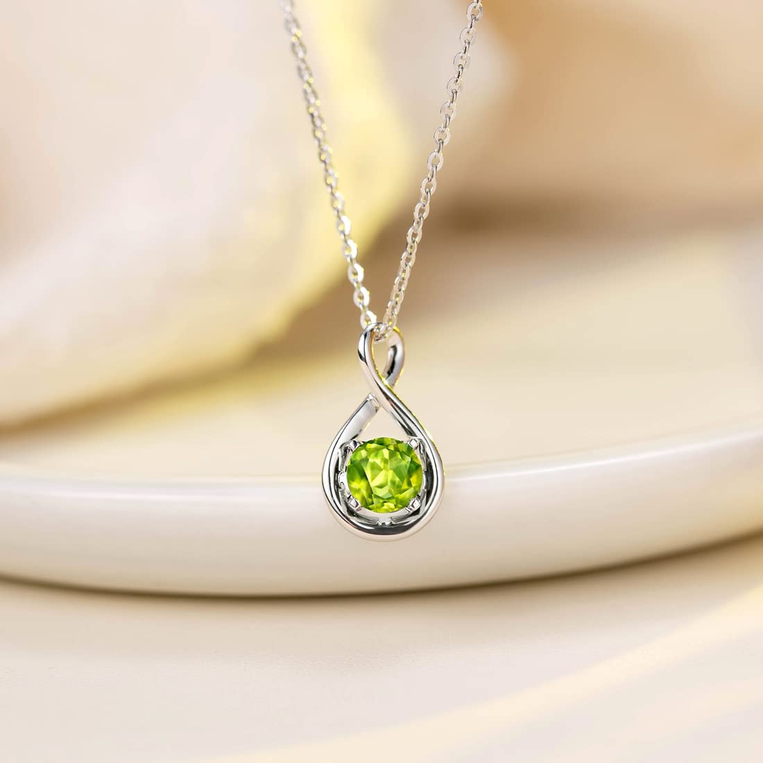 FANCIME "Birthstone" August Gemstone Sterling Silver Necklace Detail