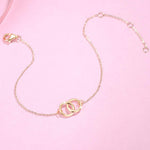 FANCIME Two Circle Friendship 14k Solid Yellow Gold Bracelet Full