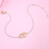 FANCIME Two Circle Friendship 14k Solid Yellow Gold Bracelet Full