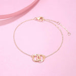 FANCIME Two Circle Friendship 14k Solid Yellow Gold Bracelet Full2