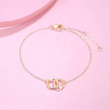 FANCIME Two Circle Friendship 14k Solid Yellow Gold Bracelet Full2