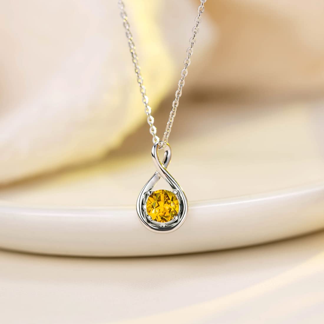 FANCIME "Birthstone" November Gemstone Sterling Silver Necklace Detail