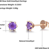 5mm amethyst healing stone earrings in 14k gold