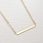 FANCIME "Simply Bar" Horizontal Gold Bar 14K Yellow Gold Necklace Detail
