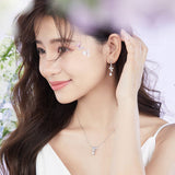「紫藤花簇」純銀花朵圈圈垂墜耳環