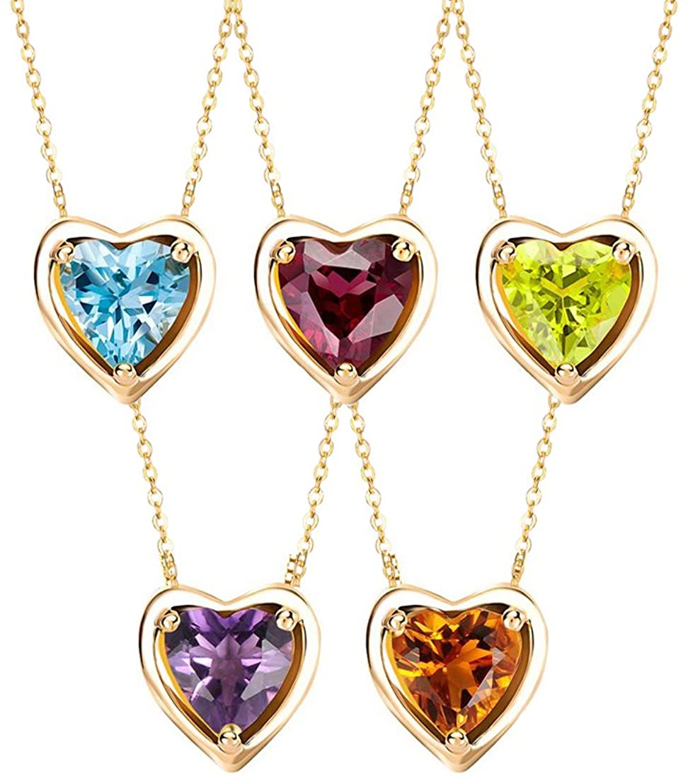 FANCIME Delicate Garnet Heart January Birthstone 14K Gold Necklace Show