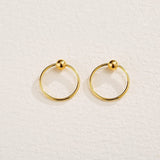 FANCIME Minimalist Ball 18k Yellow Gold Hoop Earrings Show