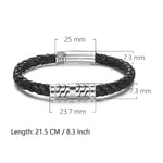 DESTINATION 925 Sterling Silver Mens Leather Bracelet In Black 8 INCH