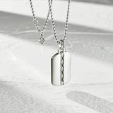 FANCIME "Self-Identity" Mens Dog Tag Sterling Silver Necklace Full