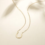 FANCIME Horseshoe Necklace14K Solid Yellow Gold Necklace Full
