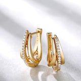 FANCIME U Shape Mini Cartilage 14K Yellow Gold Hoop Earrings Show