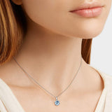 FANCIME Genuine Aquamarine Solitaire 14K White Gold Necklace Show